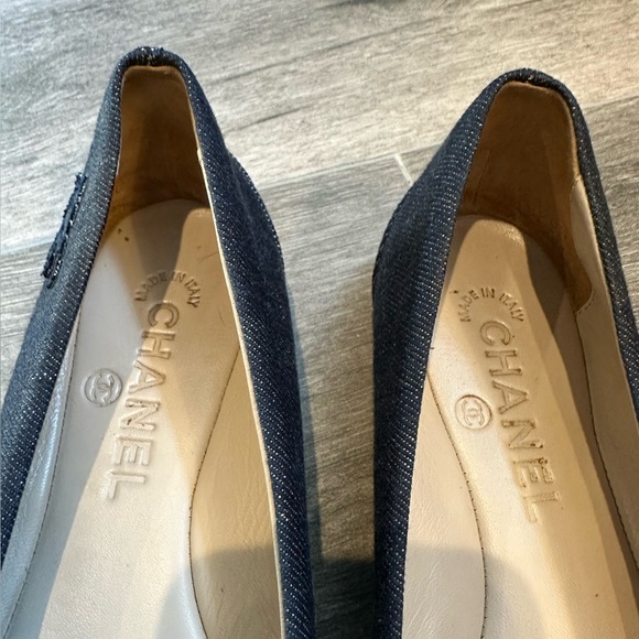 CHANEL denim ballet flats, rubber sole, low vamp, size 38.5 - Picture 2 of 10